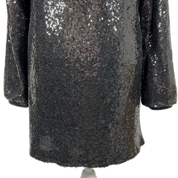 Anna-Kaci Sequin Jacket Cardigan Medium Black Open Front Bling Gala Sparkle NEW! - Picture 9 of 14